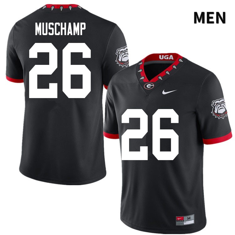 Georgia Bulldogs Men's Jackson Muschamp #26 Black 2020 Mascot 100th Anniversary Stitched College UGA Football Jersey 23ZO013NU